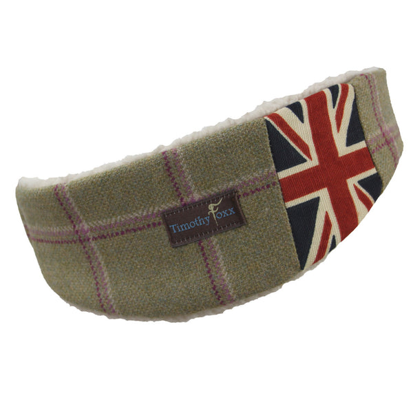 Union Jack Tweed Ear Warmer in Gooseberry