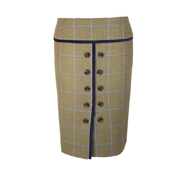 Maud Tweed Skirt with Flat Front in Amber