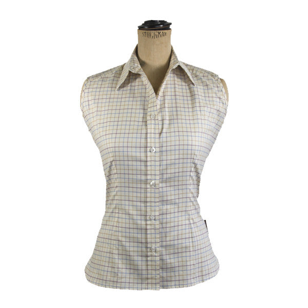 Sleeveless Shirt in Sky and Plum
