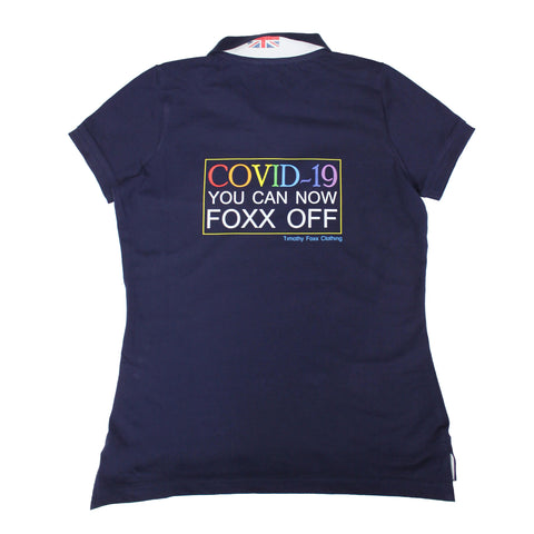 'Covid19 You Can Now Foxx Off' Polo in Navy