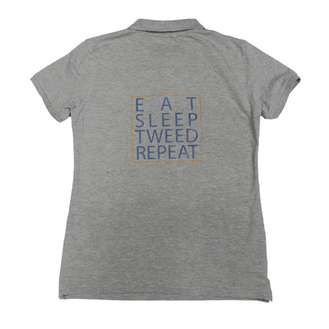 'Eat Sleep Tweed Repeat' Polo in Grey