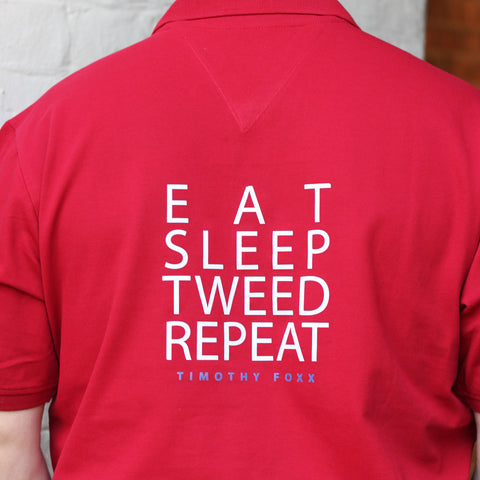 'Eat Sleep Tweed Repeat' Polo in Red