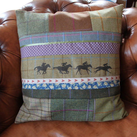 Galloping Horse Tweed Cushion