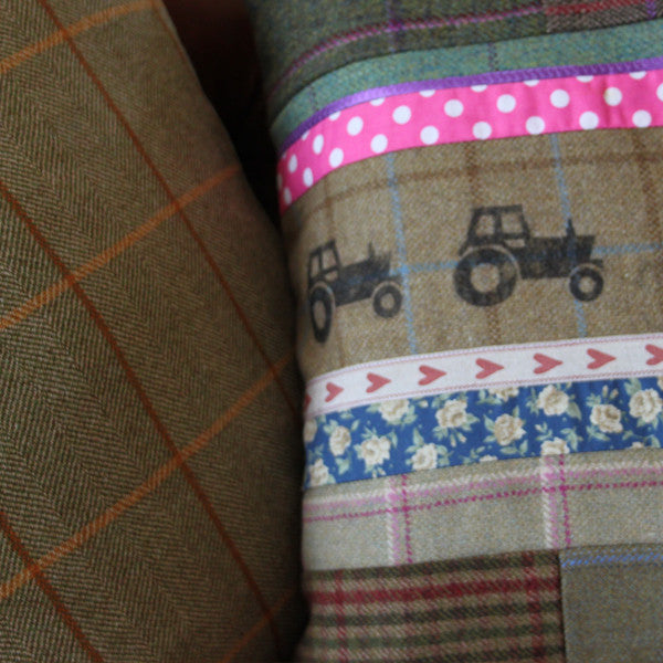 Tractor Tweed Cushion